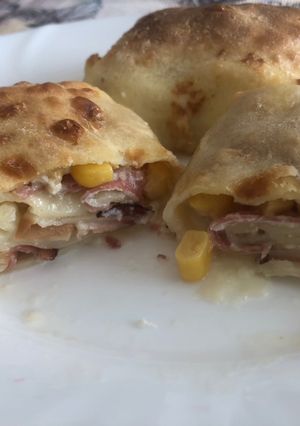 Sajtos sonkás kukoricás palacsinta recept fotója