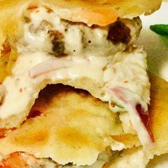A picture of Falafel with pita bread and spicy yoghurt #zoomfalafel.