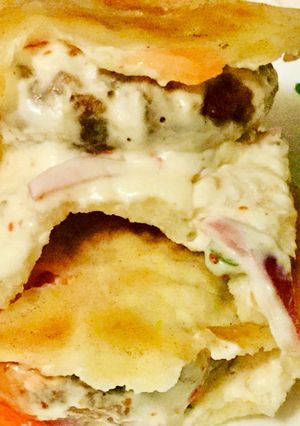 A picture of Falafel with pita bread and spicy yoghurt #zoomfalafel.