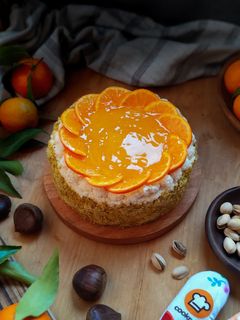 Foto resep Pistachio Orange Layer Cake dengan Mascarpone Chestnut Frosting (Cake dibuang sayang)