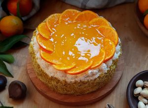 Foto resep Pistachio Orange Layer Cake dengan Mascarpone Chestnut Frosting (Cake dibuang sayang)