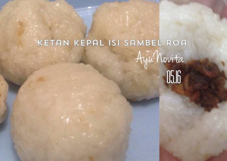 Ketan kepal isi sambel roa