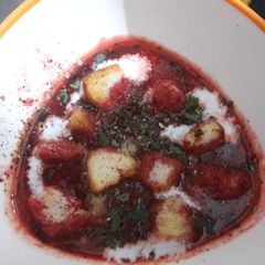 A picture of Healthy tomato beet soup.