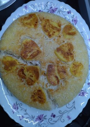 عکسی از دستور ته دیگ سیب زمینی
