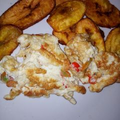 A picture of Plantain and fried egg, #Abuja#.