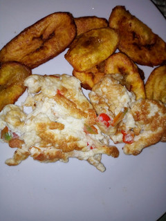 A picture of Plantain and fried egg, #Abuja#.
