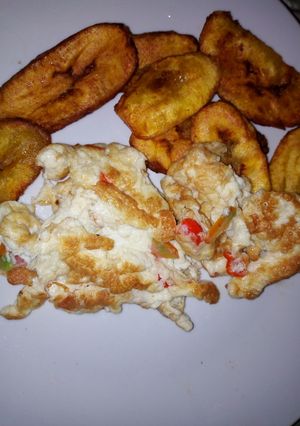 A picture of Plantain and fried egg, #Abuja#.