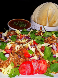 A picture of Mike's Garlic Pork Machaca (Tender Pulled Mexican Pork Tacos).