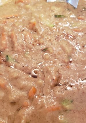 A picture of Carrot cake batter oatmeal.