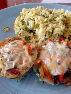 Una foto de 🍄Pastelitos de Champiñón con arroz al curry 🍚