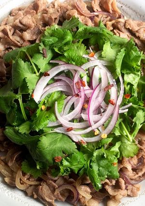 A picture of Stir-fried Lamb with Cumin & Fish Sauce.