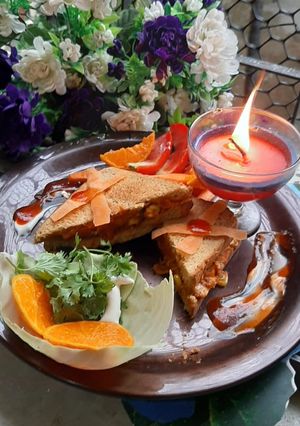 A picture of Carrot Peel Corn Cheese Sandwiches.