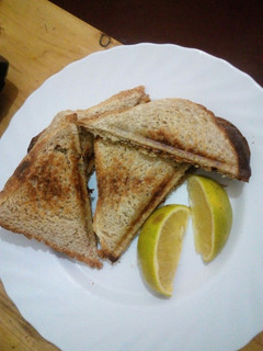 A picture of Minced meat sandwiches #breakfast.