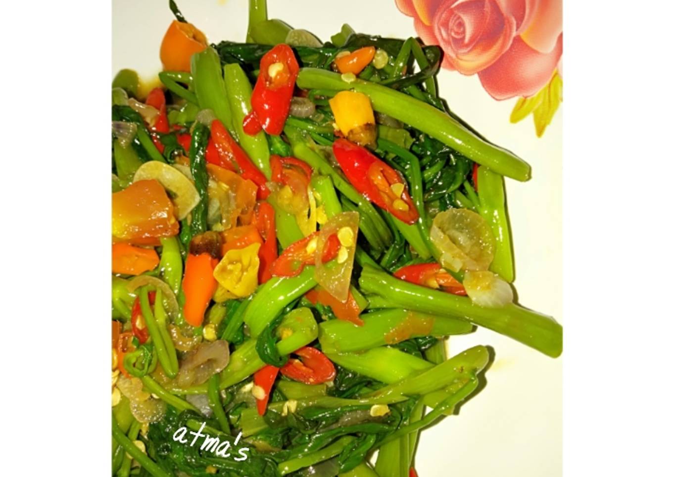 Stear Fry Kangkung dengan Saus Tiram Pedas