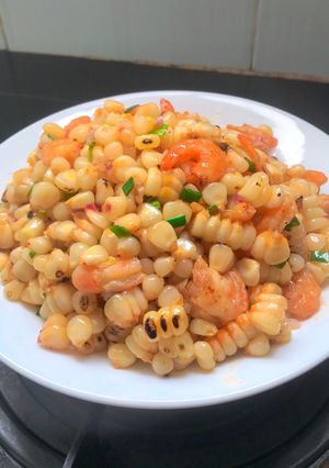 Hình của món Bắp xào tôm khô.