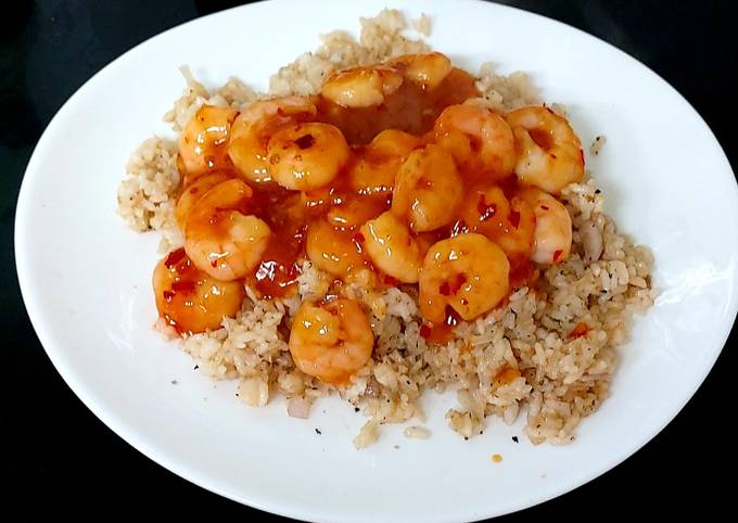 Step-by-Step Guide to Make Mario Batali My Sweet Chilli King Prawns and Fried Rice 🤩