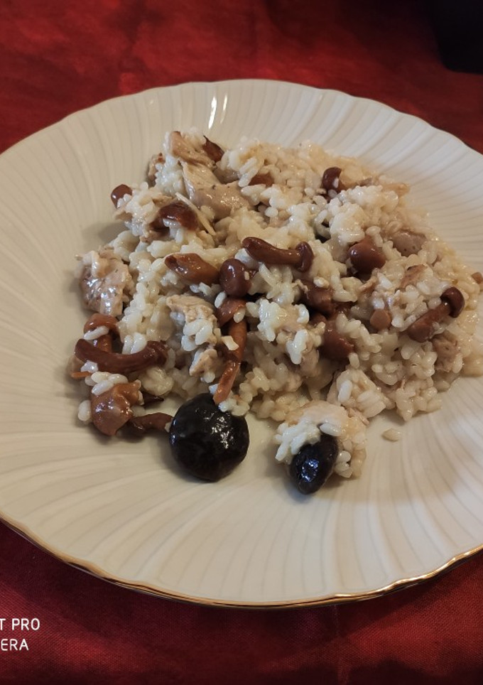 Una foto de Risotto pollo y setas