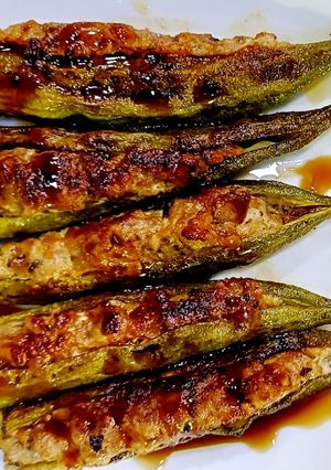 Hình của món Đậu bắp nhồi thịt heo chiên.
