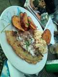 Tortilla de Espinacas con Cuscus y Camote frito :P