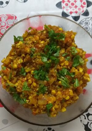 A picture of Corn tomato bharta...