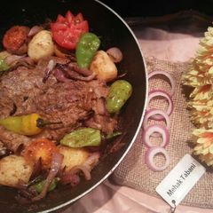 A picture of Mutton Roast with Butter Veggies.
