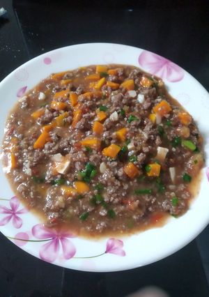 Hình của món Đậu hũ sốt thịt bò.