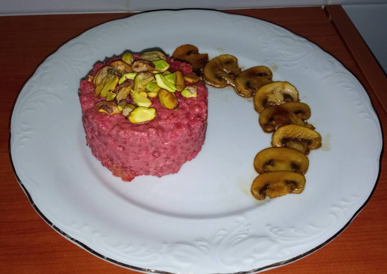 Risotto de remolacha y roquefort