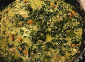 Foto principal de Crema de acelga con mejillones y cachetes de abadejo