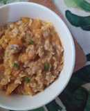 Cháo yến mạch bí đỏ thịt băm