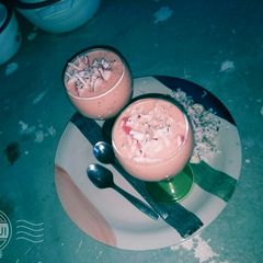 A picture of Banana and water melon smoothie.