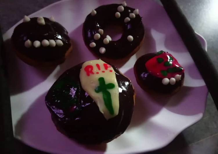 Steps to Prepare Any-night-of-the-week Spooky halloween (chocolate) doughnuts