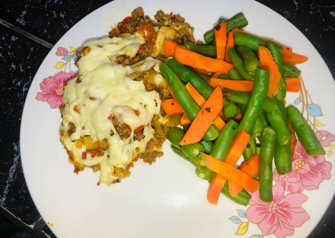 Pastel de papa con carne y espinaca 🥔🥩🌱🍄
