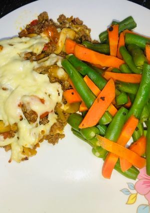 Una foto de Pastel de papa con carne y espinaca 🥔🥩🌱🍄