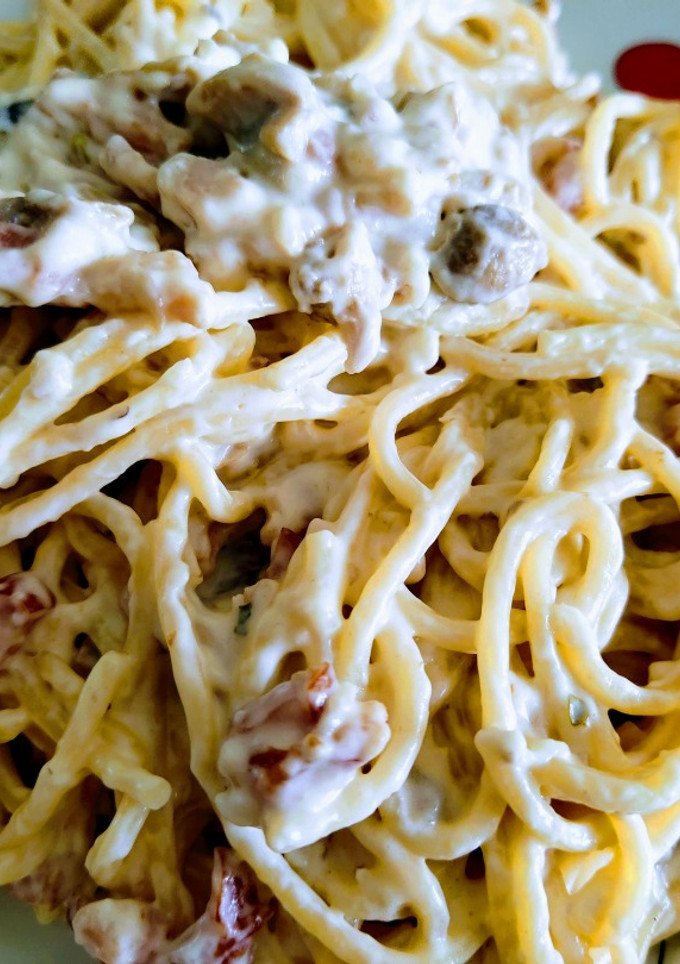 Una foto de Spaghetti carbonara