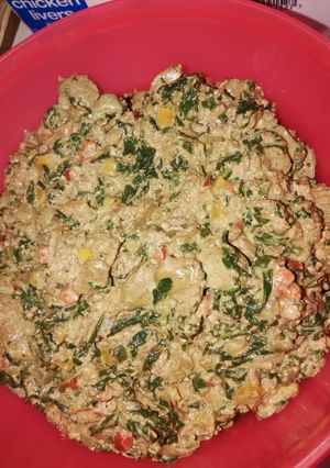 A picture of Liver and spinach salad.