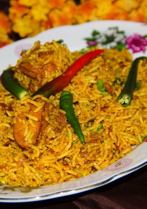 A picture of Chatpati Achari Chicken Biryani.