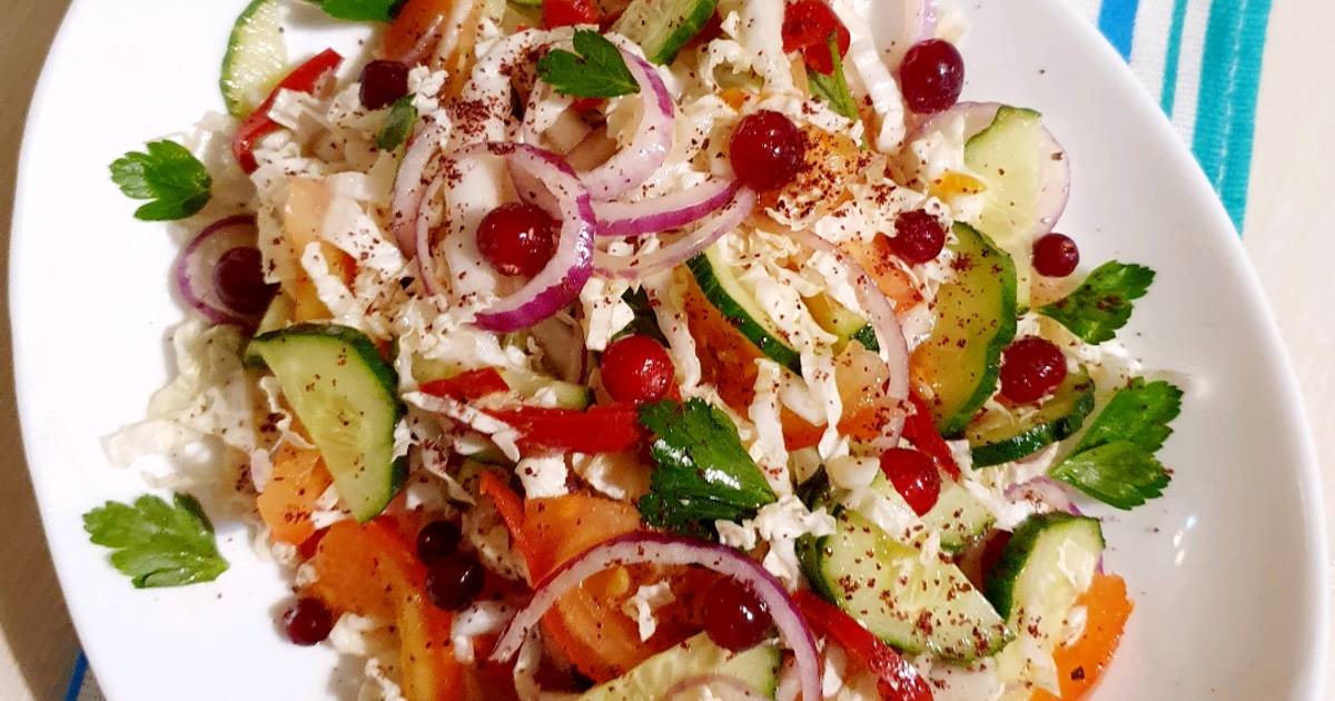 Салат с клюквой - покроковий рецепт з фото. #краскивеган.