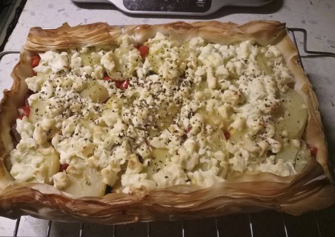 Mediterranean filo pastry pie