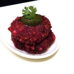 A picture of Sabudana, beetroot tikki.