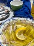 Microwave Marinated Anchovies with Olive Oil, Lemon, Salt, and Pepper