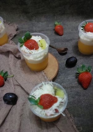 Foto resep Salad buah puding mangga