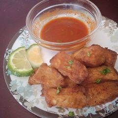 Fried coated fish fillet A picture of Fried coated fish fillet.
