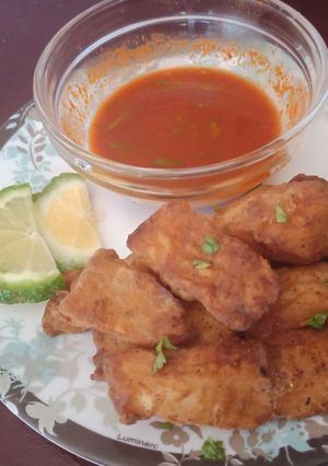 A picture of Fried coated fish fillet.