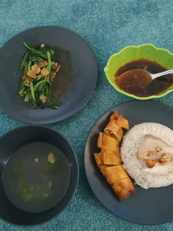 Cara Gampang Menyiapkan Resep Nasi ayam hainan Ricecooker + sawi yang Lezat Sekali Anti Ribet, Lezat Sekali