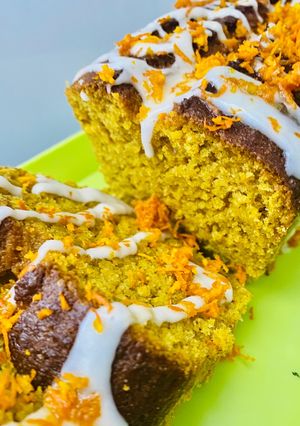 Una foto de BUDÍN DE MANDARINAS CON HARINA INTEGRAL (EN LICUADORA)🥧🍊🥧🍊🧉🍶☕️🥧🍊🥧