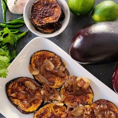 Baked Eggplant Fry with Tamarind Sauce A picture of Baked Eggplant Fry with Tamarind Sauce.