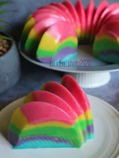 Foto resep Rainbow Bread Pudding