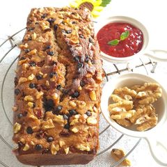 A picture of Strawberry Banana Bread with Walnuts.