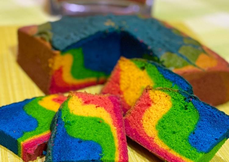 Resepi Kek Marble Pelangi (Rainbow Marble Cake)🌈 yang Lezat