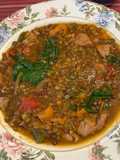 Lentejas al curry con boniato y pollo en olla GM de Luxe